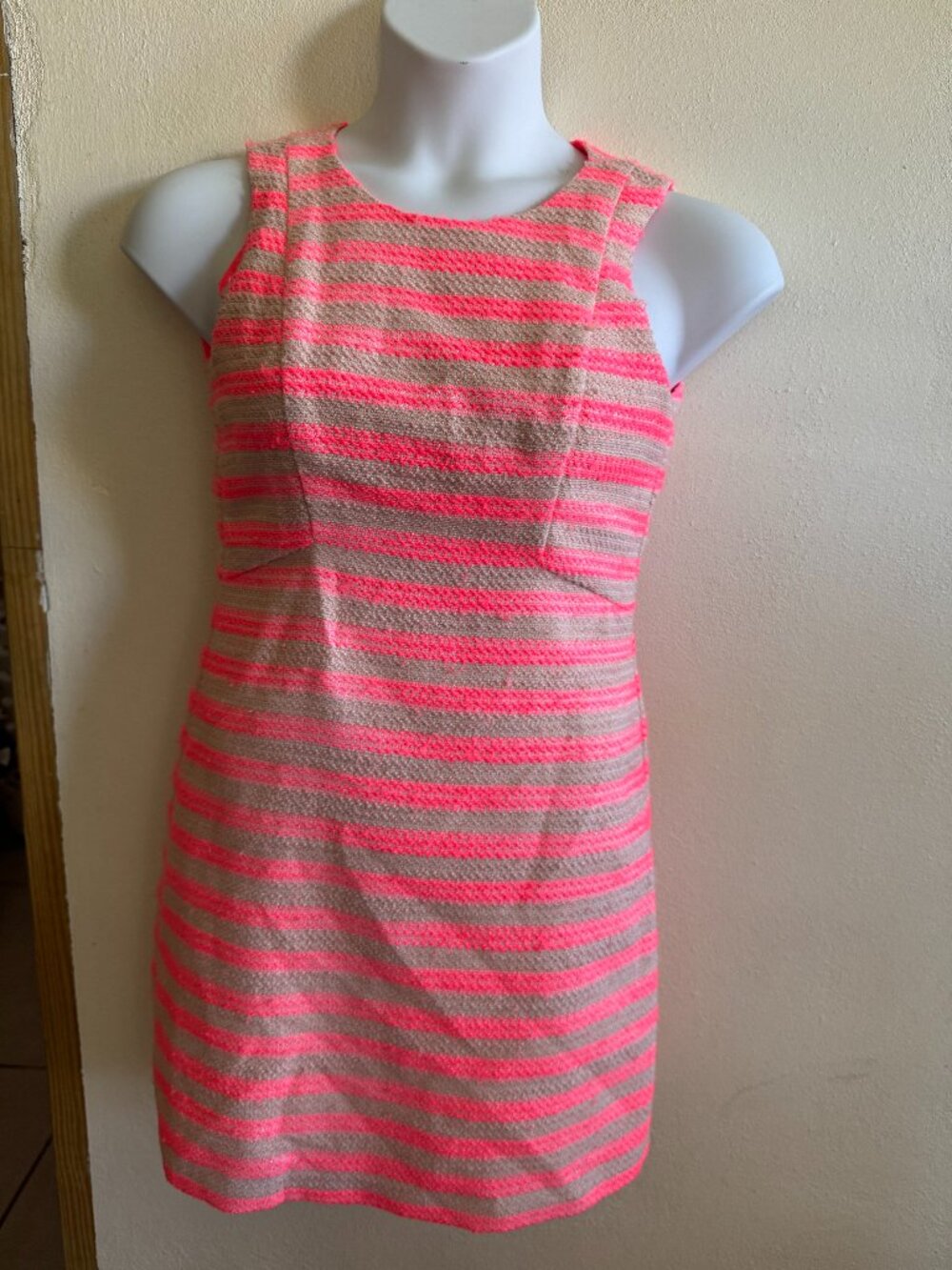 Eliza J Size 2 Pink Striped Sleeveless Shift Dress